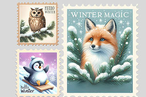 Winter Postage Stamps