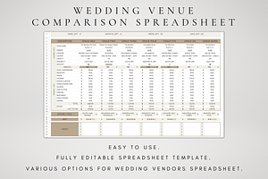 Wedding Venue Comparison Spreadsheet