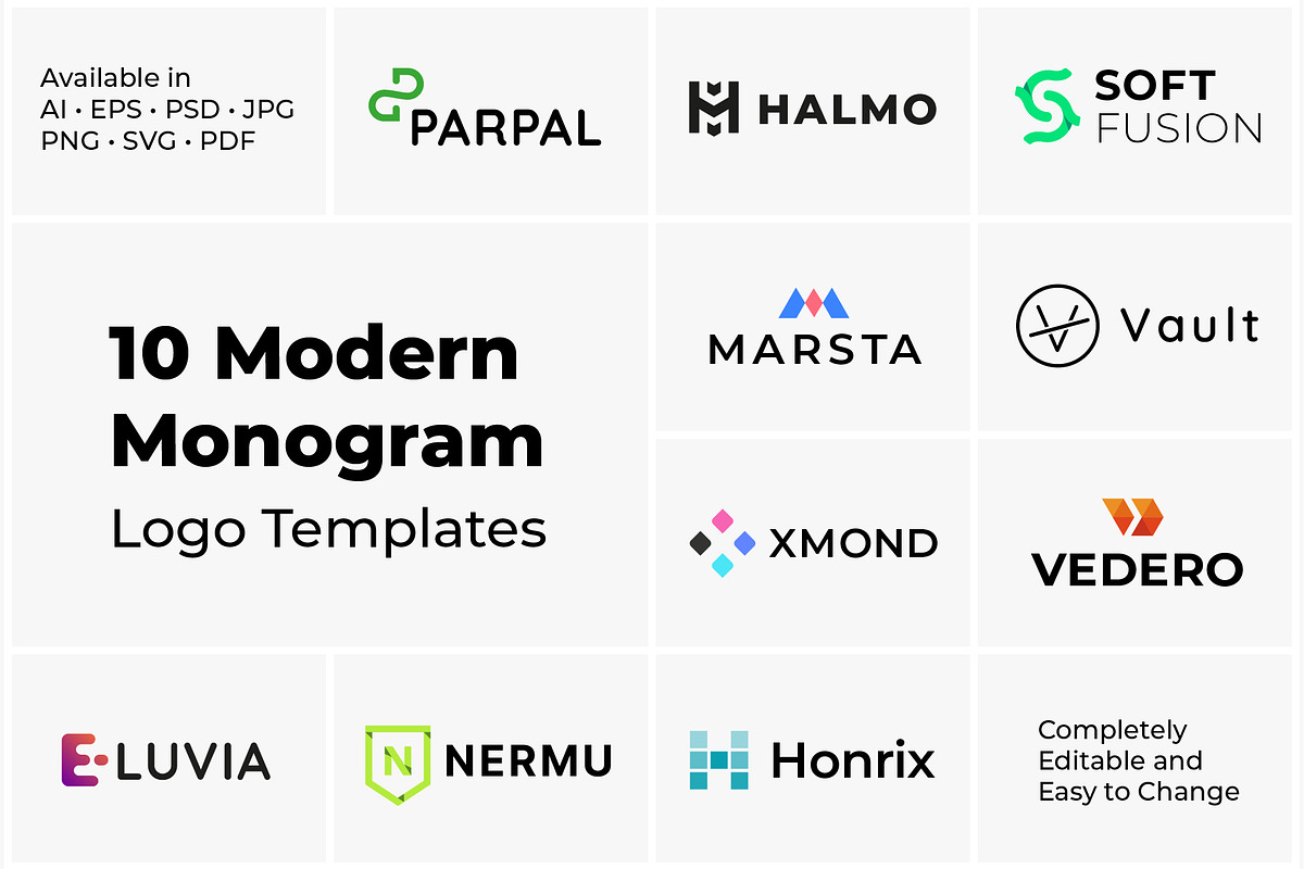 10 Modern Monogram Logo Templates, a Branding & Logo Template by Fabian_Design (Photo 1 of 11)