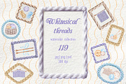Whimsical threads watercolor clipart, a Decorative Illustration by susie-p-art (Thumbnail 1 of 14)