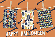 Halloween retro digital papers blue, a Graphic by Natalia Gonzalez (Thumbnail 3 of 4)
