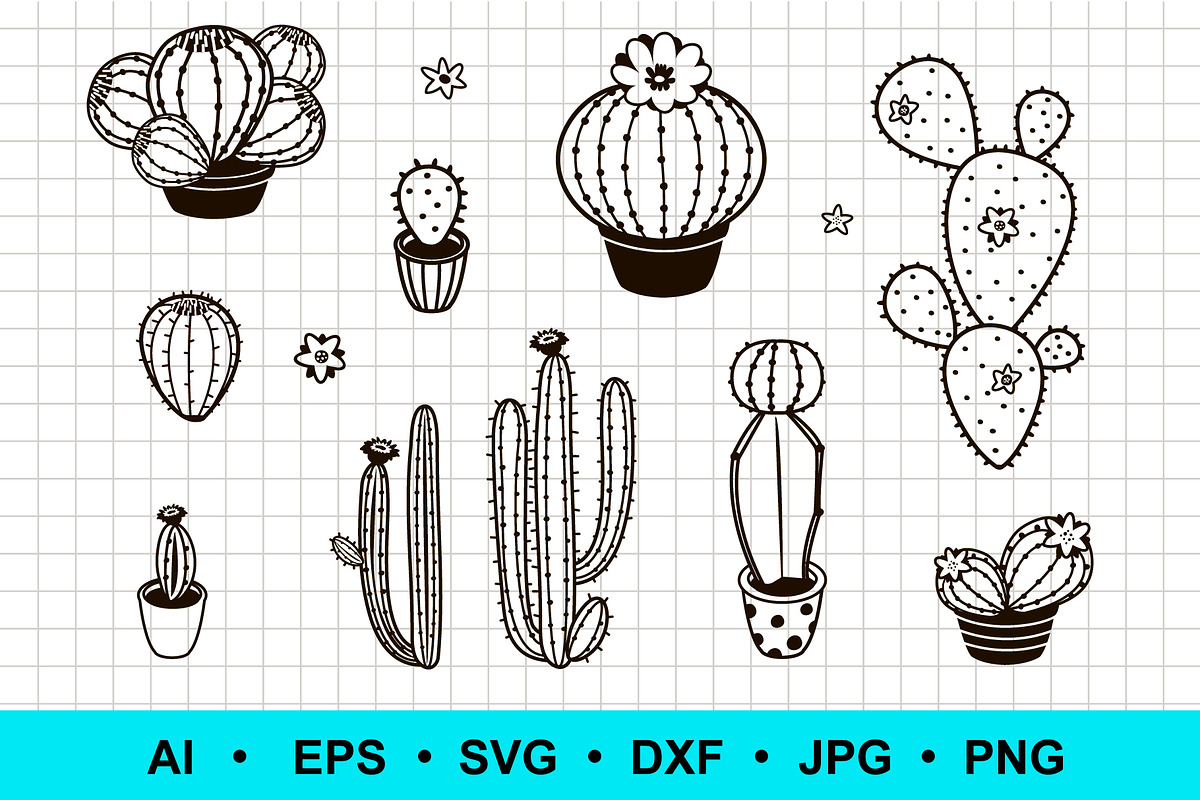 Cactus silhouette clipart, a Decorative Illustration by Elena Nesterova (Photo 1 of 3)