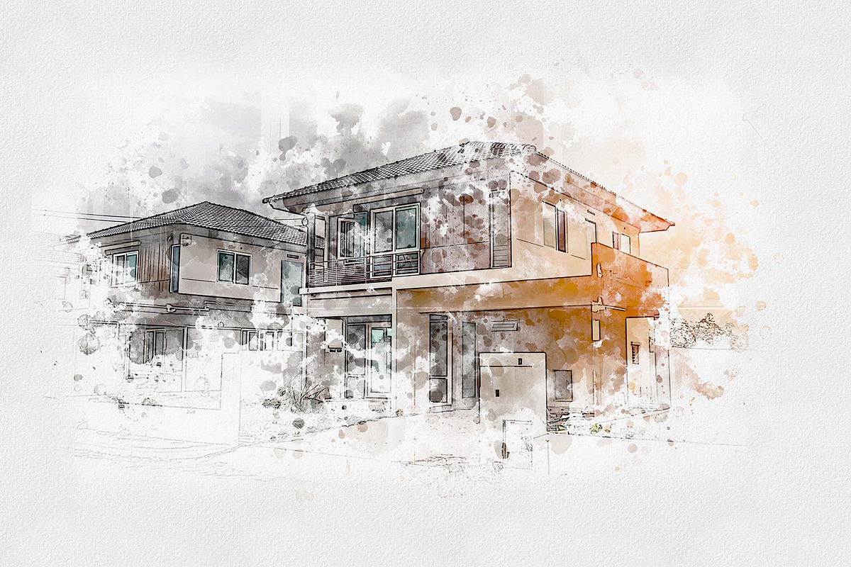 House Watercolor Painting, an Action Add-On by Photoshop Action (Photo 7 of 12)