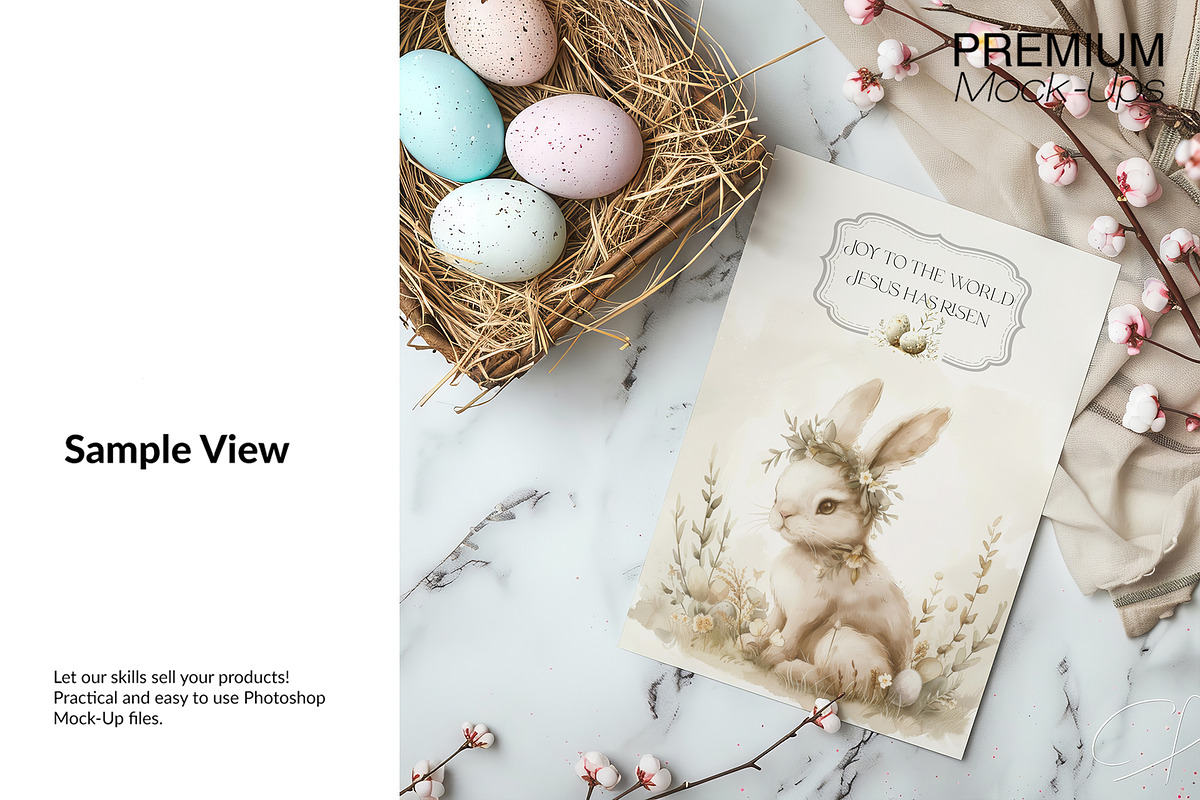 Easter Greetings Cards PNG & PSD, a Household Mockup by mock-ups (Photo 10 of 10)