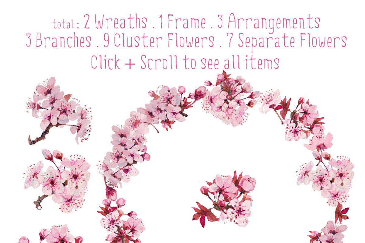 Prune Blossom - Wedding Clipart set, an Illustration by watercolorwild.graphics (Photo 3 of 6)