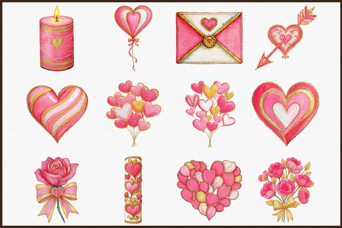 Watercolor Red Valentines Clipart PN, an Illustration by Sublimation Artist (Photo 3 of 6)