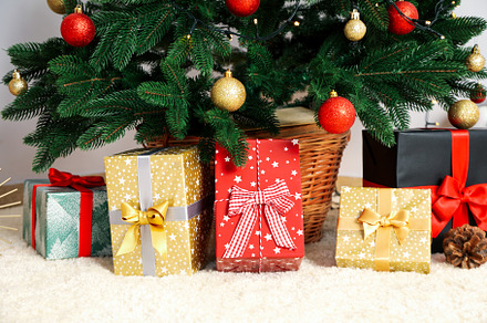 Christmas tree with beautiful different gift boxes, an Arts & Entertainment Photo by AtlasStudio PRO