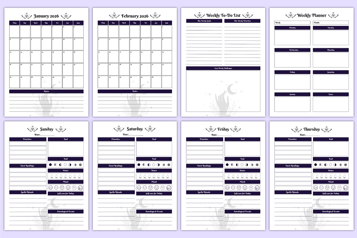 2026 Witchy Planner Canva Template, a Stationery Template by Mustafiz (Photo 3 of 6)