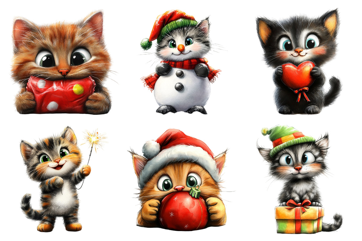 Whimsical Christmas Cat Clipart, an Illustration by Daily.Designs (Photo 5 of 5)