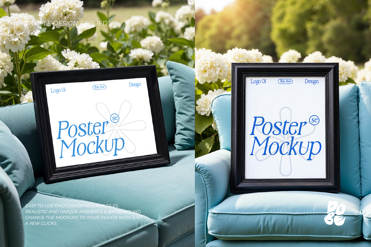 Blue Sofa Frame Mockup Set - Vol 2, a Merchandise Mockup by DOBE Studio (Photo 3 of 4)