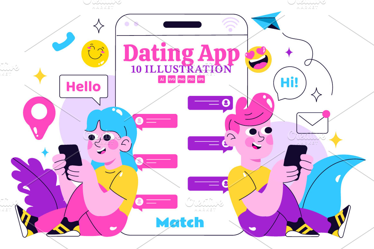 10 Online Dating App Illustration, a Person Illustration by denayunebgt (Photo 1 of 4)