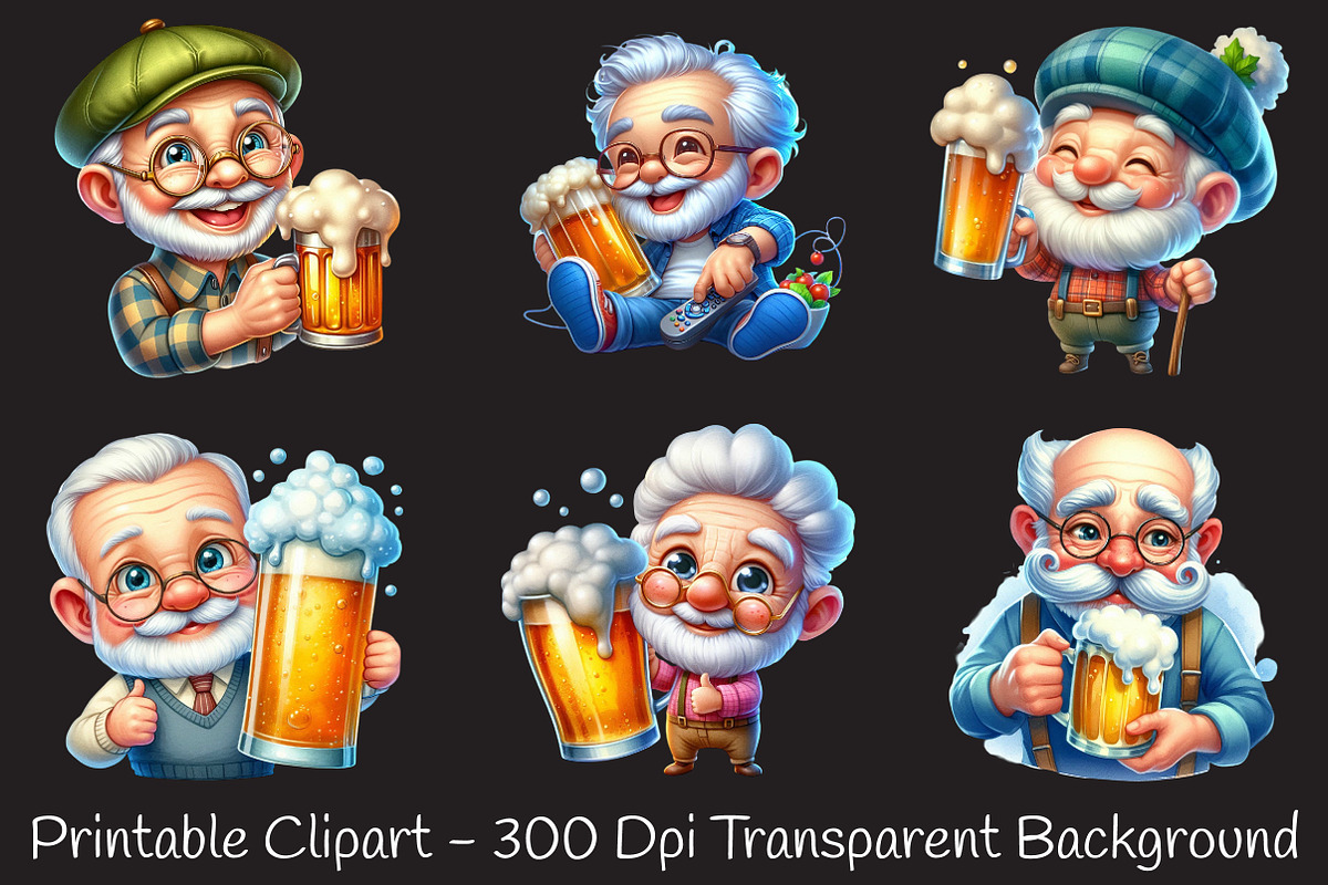 Funny Beer Loving Grandpa Clipart, an Illustration by RobertsArt (Photo 3 of 7)