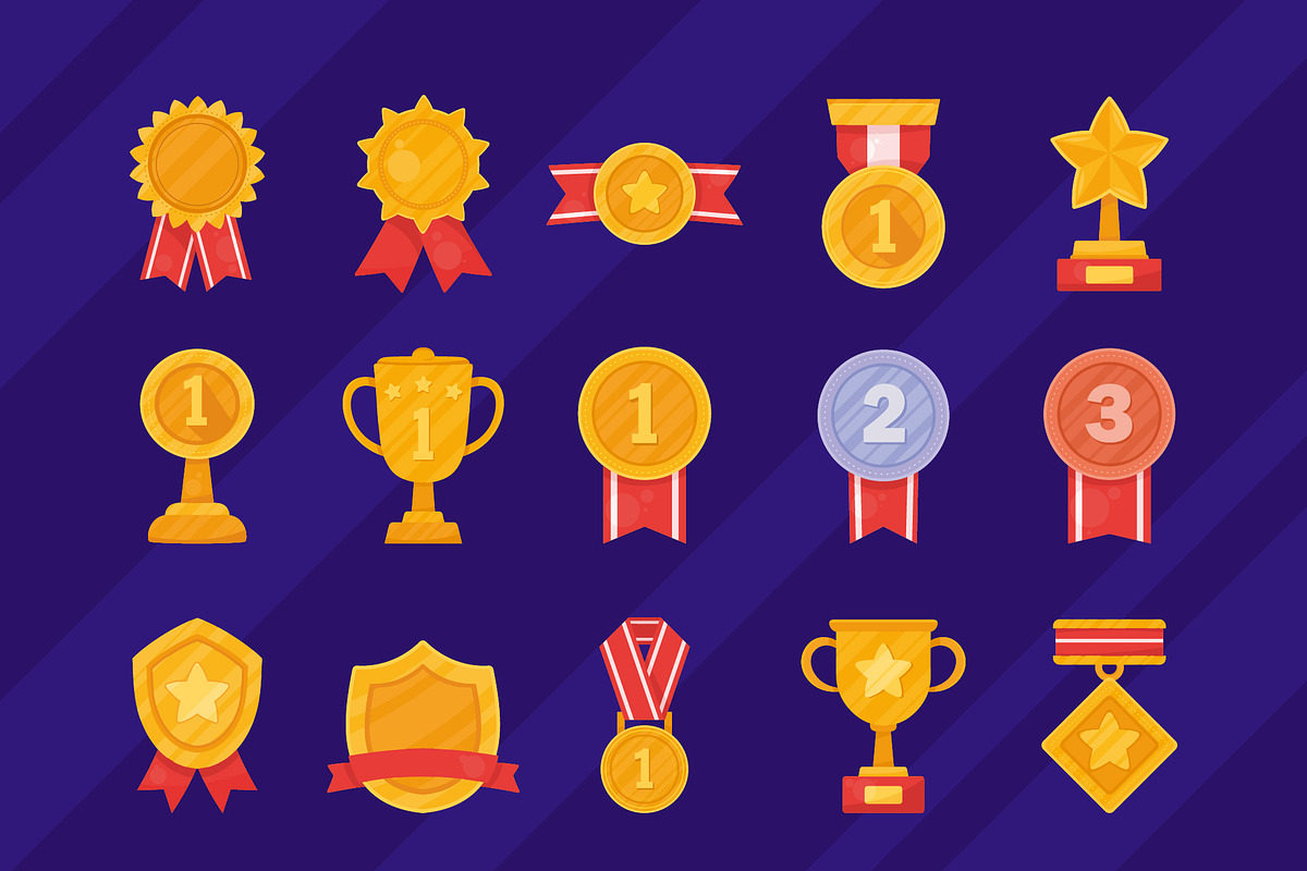 Award Prizes Icons Set