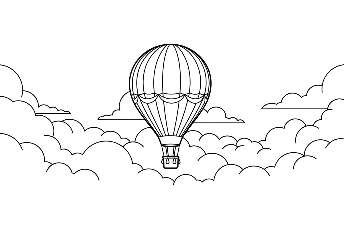 Hot Air Balloon Cloud Line Art bundl, an Illustration by Designer_Momina (Photo 8 of 51)