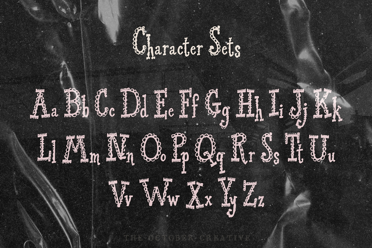 Lacedrunk Lace Pattern Font, a Slab Serif Font by The October Creative (Photo 3 of 8)