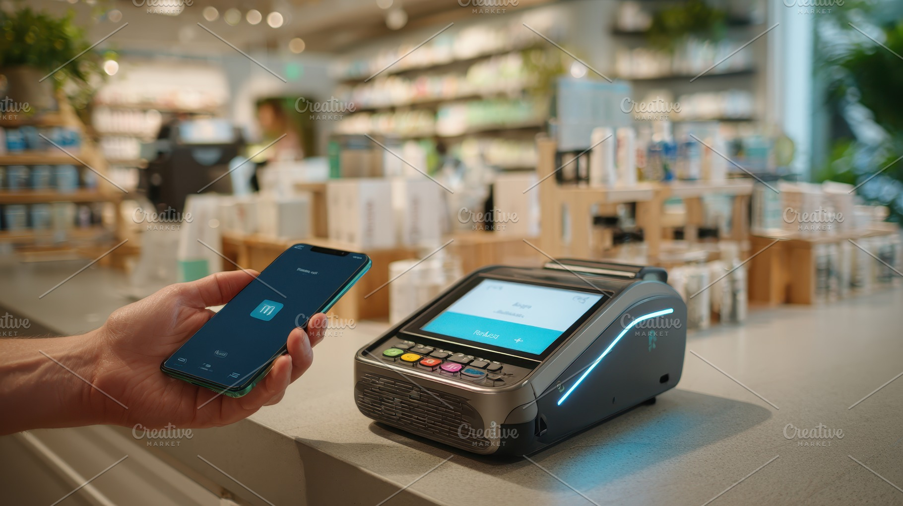 Contactless payment using mobile pho, a Photo by Pixeness Studio