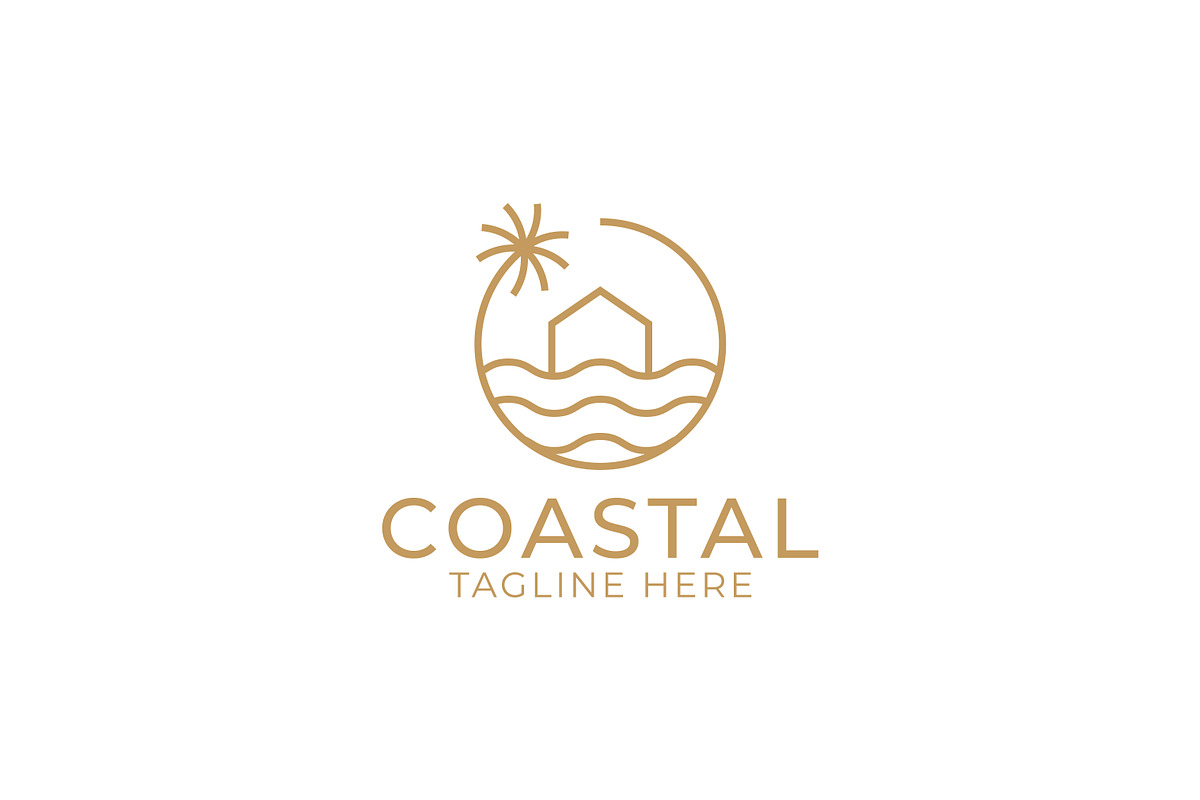 Coastal House Simply Line Logo Badge, a Branding & Logo Template by Signatoro (Photo 2 of 3)