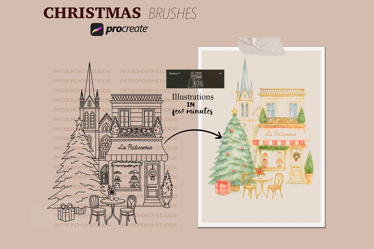 Procreate Christmas scene brushes, a Brush Add-On by PDknyStudio (Photo 4 of 5)