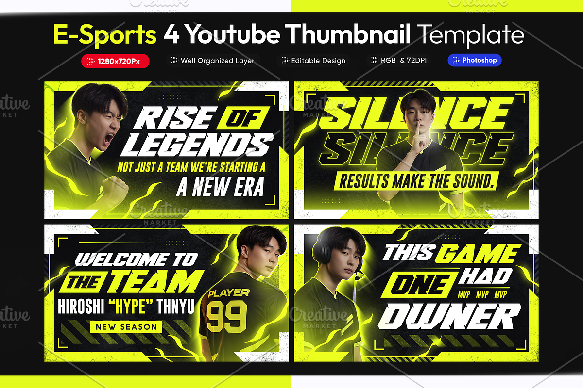 Esports YouTube Thumbnail Pack, a Social Media Template by OnurDemircan (Photo 1 of 4)