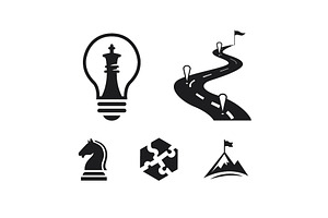 Five business strategy logo designs
