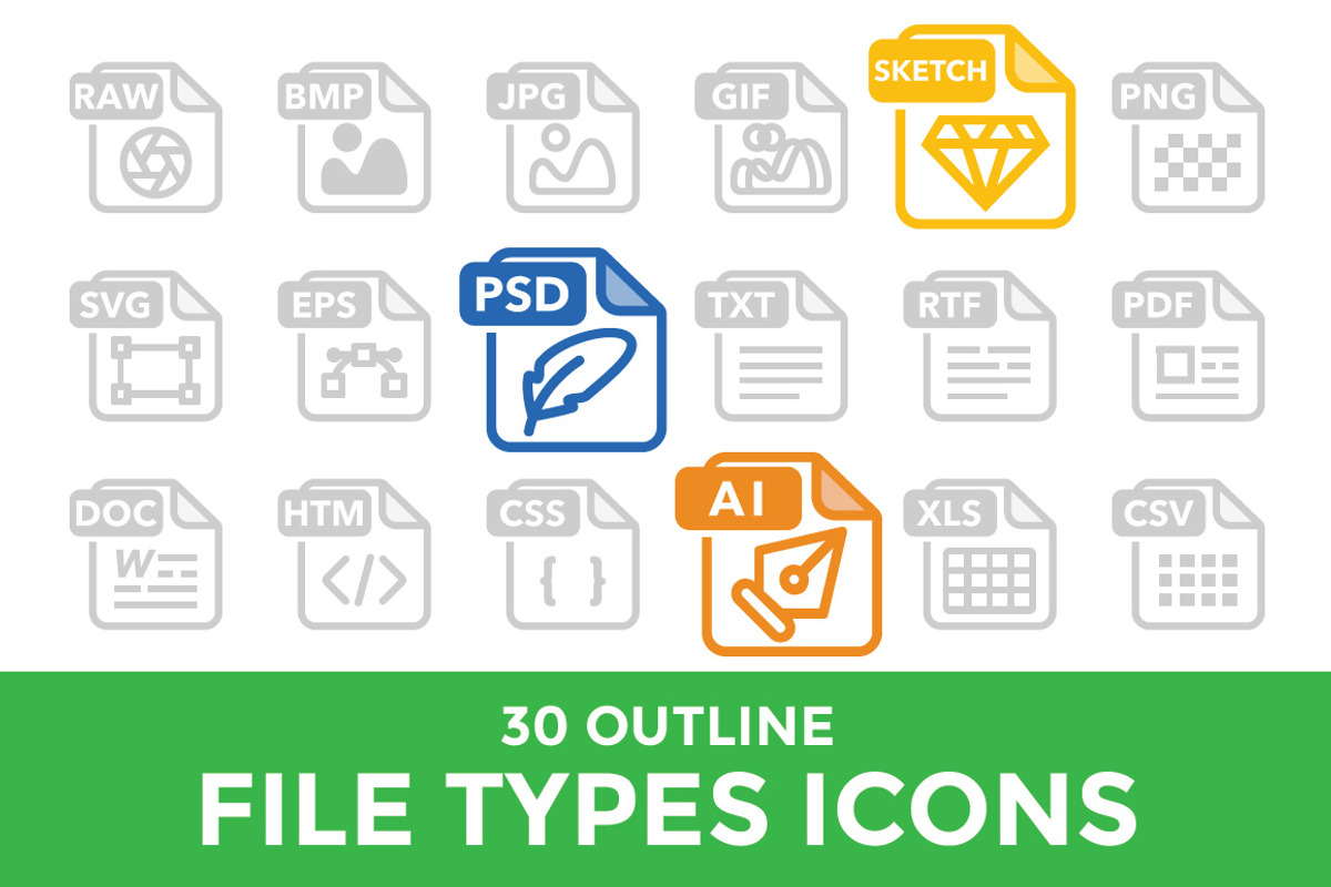 File Type Icons, an Outline Icon by Sarunw (Photo 1 of 4)