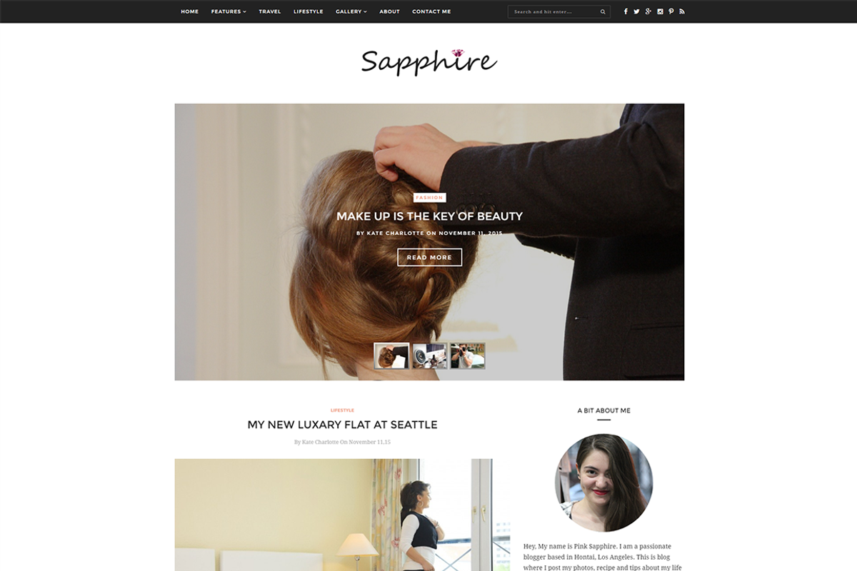 Sapphire- Clean WordPress Blog Theme, a WordPress Template by ShapedTheme (Photo 1 of 3)
