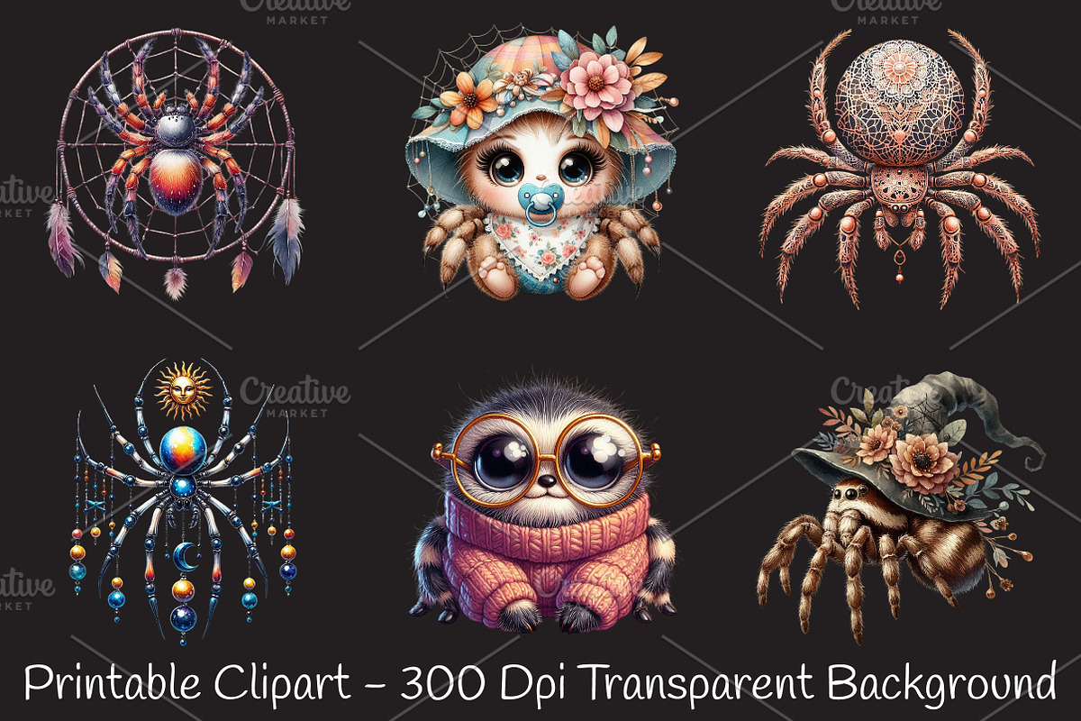 Boho Halloween Spider Clipart, an Illustration by RobertsArt (Photo 6 of 7)
