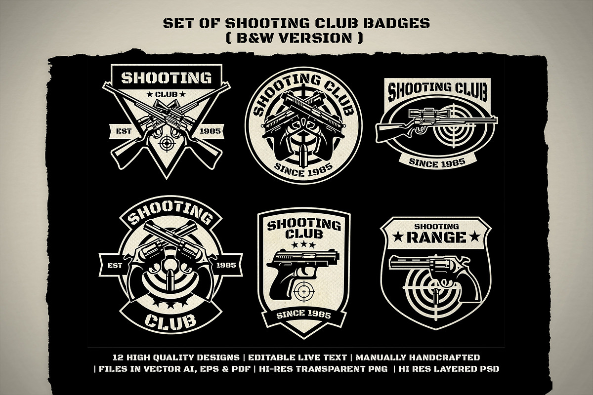 Vector Set of Shooting Club Badges, an Object Graphic by bazzier_graphik (Photo 3 of 5)