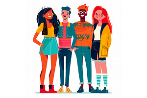 Four young adults standing together, a Person Illustration by Vectorstockersland