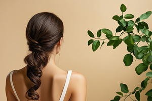Woman with beautiful hair admires, a Photo by Pavel_design