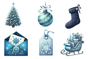Watercolor Blue Christmas Clipart, an Illustration by CreationArt (Thumbnail 4 of 10)