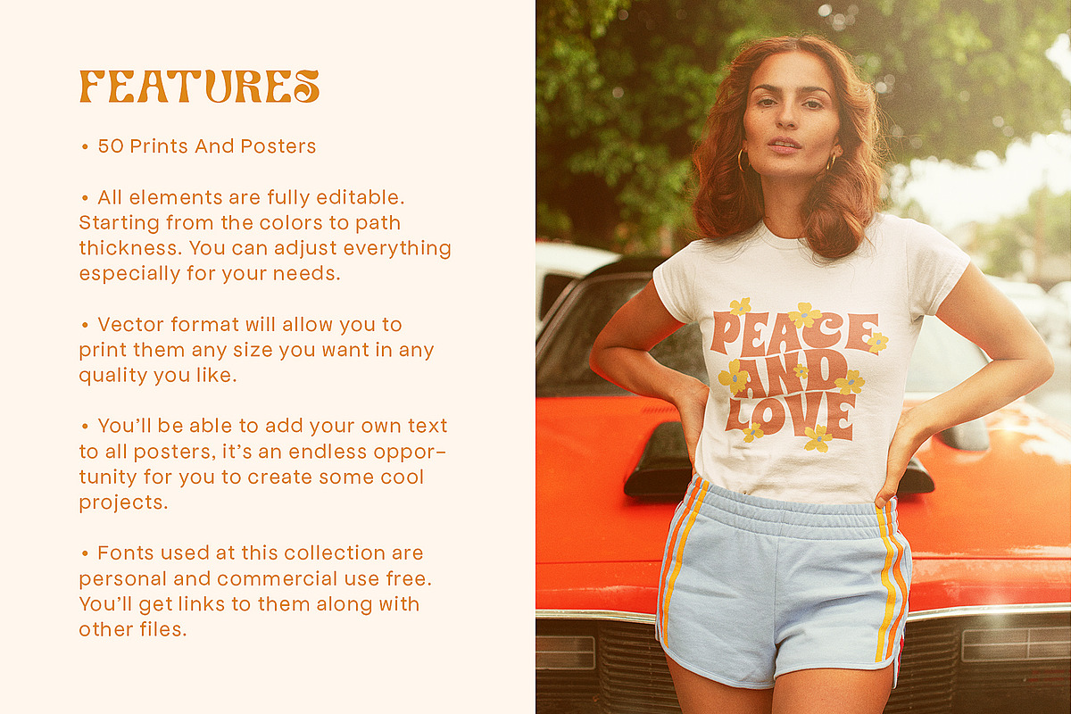 Retro Posters 70s Peace Collection, a Decorative Illustration by Ayya Studio (Photo 7 of 14)