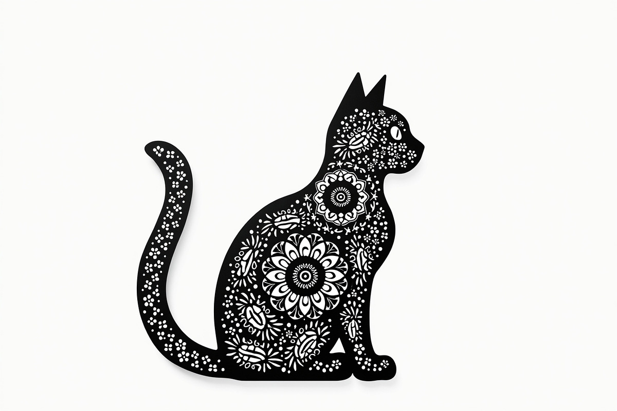 Ornate Cat Mandala Silhouette Design, an Illustration by Creativeshirt (Photo 4 of 13)