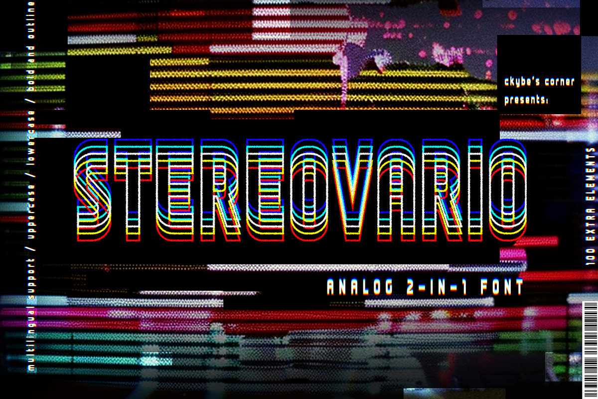 STEREOVARIO | 2-in-1 Font + Extras, a Sans Serif Font by Ckybe's Corner (Photo 1 of 10)