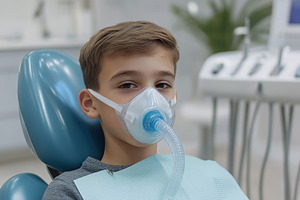 Child boy with an oxygen mask for anesthesia, a Health & Medical Photo by AlyaAnd