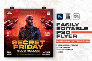 Secret Friday Party Flyer Design, a Flyer Template by Shajib Shikder