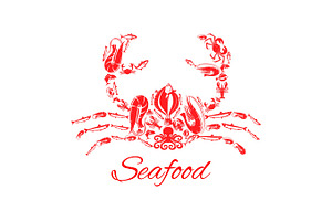 Seafood Crab Or Lobster Vector Poster