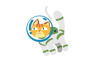 Cat Pet In Space Suit And Helmet