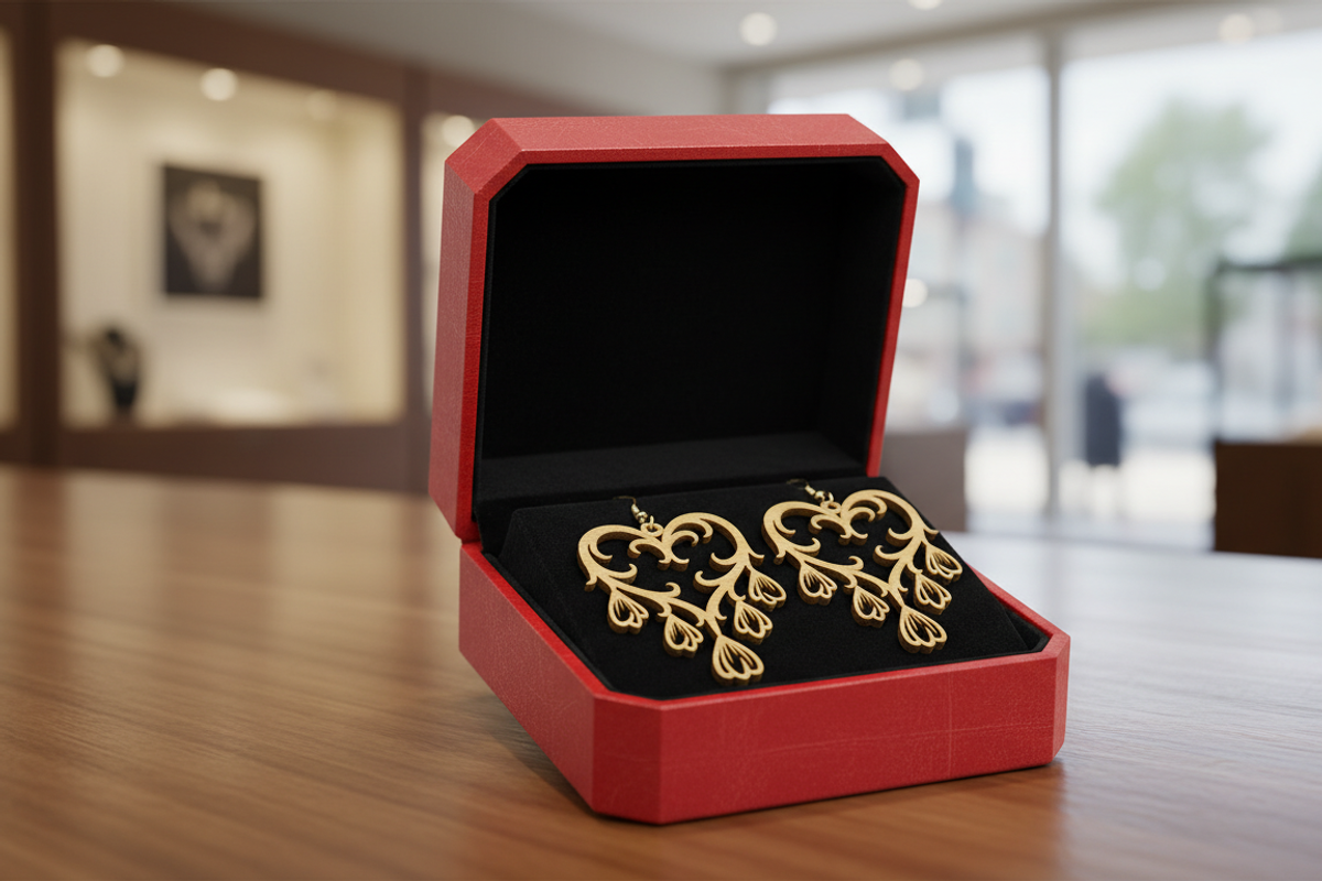 Laser Cut Heart Earrings, an Object Graphic by Designer_Momina (Photo 3 of 5)