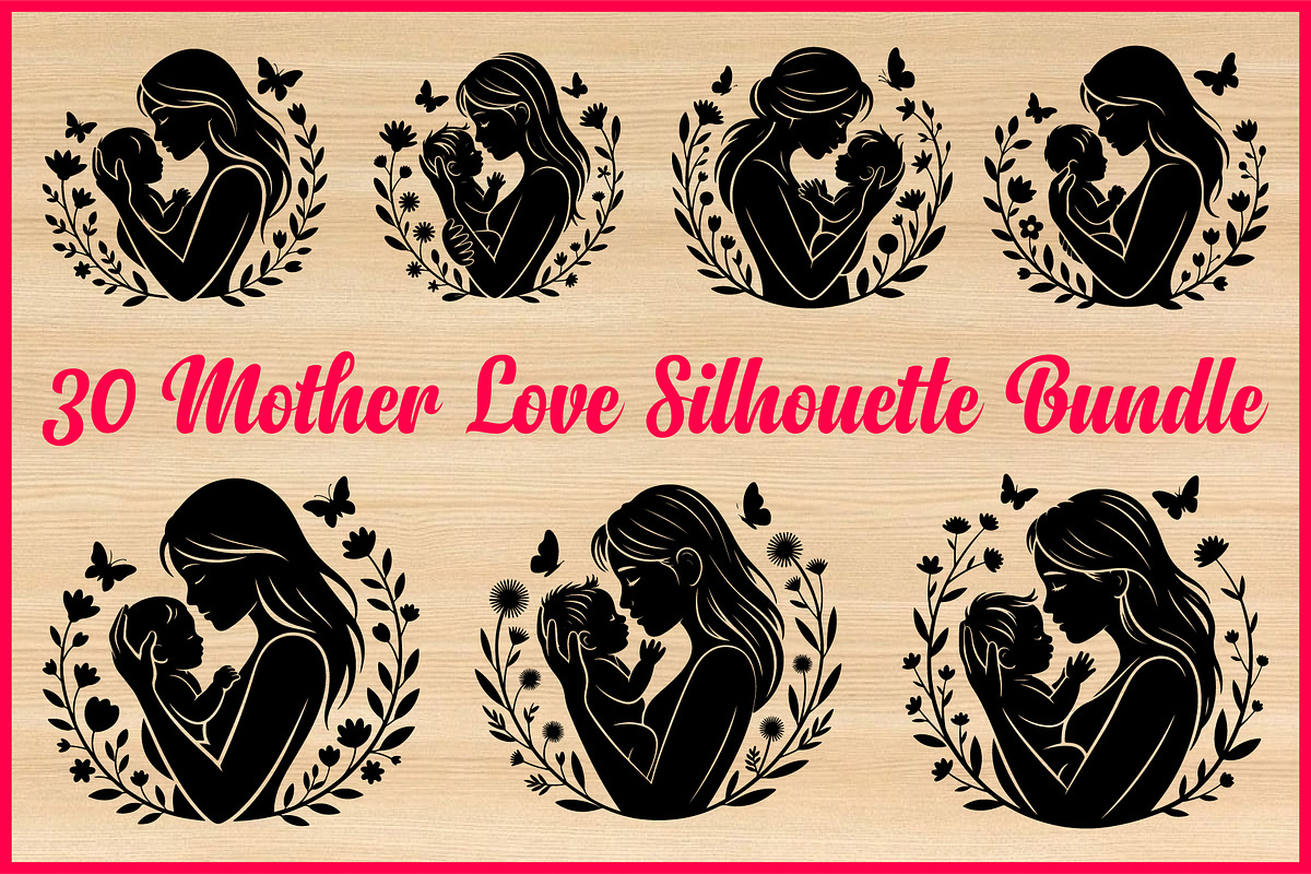 30 Mother Love Silhouette Bundle, a Person Illustration by Artivon (Photo 1 of 4)