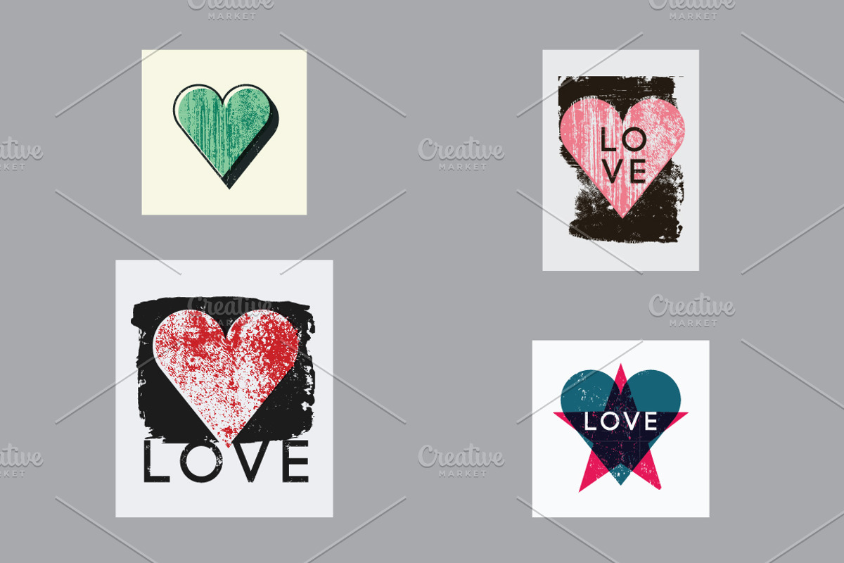 Grunge Love Heart abstract posters., a Decorative Illustration by PoPaShop (Photo 2 of 2)