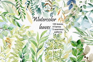 Watercolor Leaves Clipart.