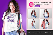 Female t-shirt Mockup-V-2-007, a Shirt Mockup by designvillage (Thumbnail 1 of 6)