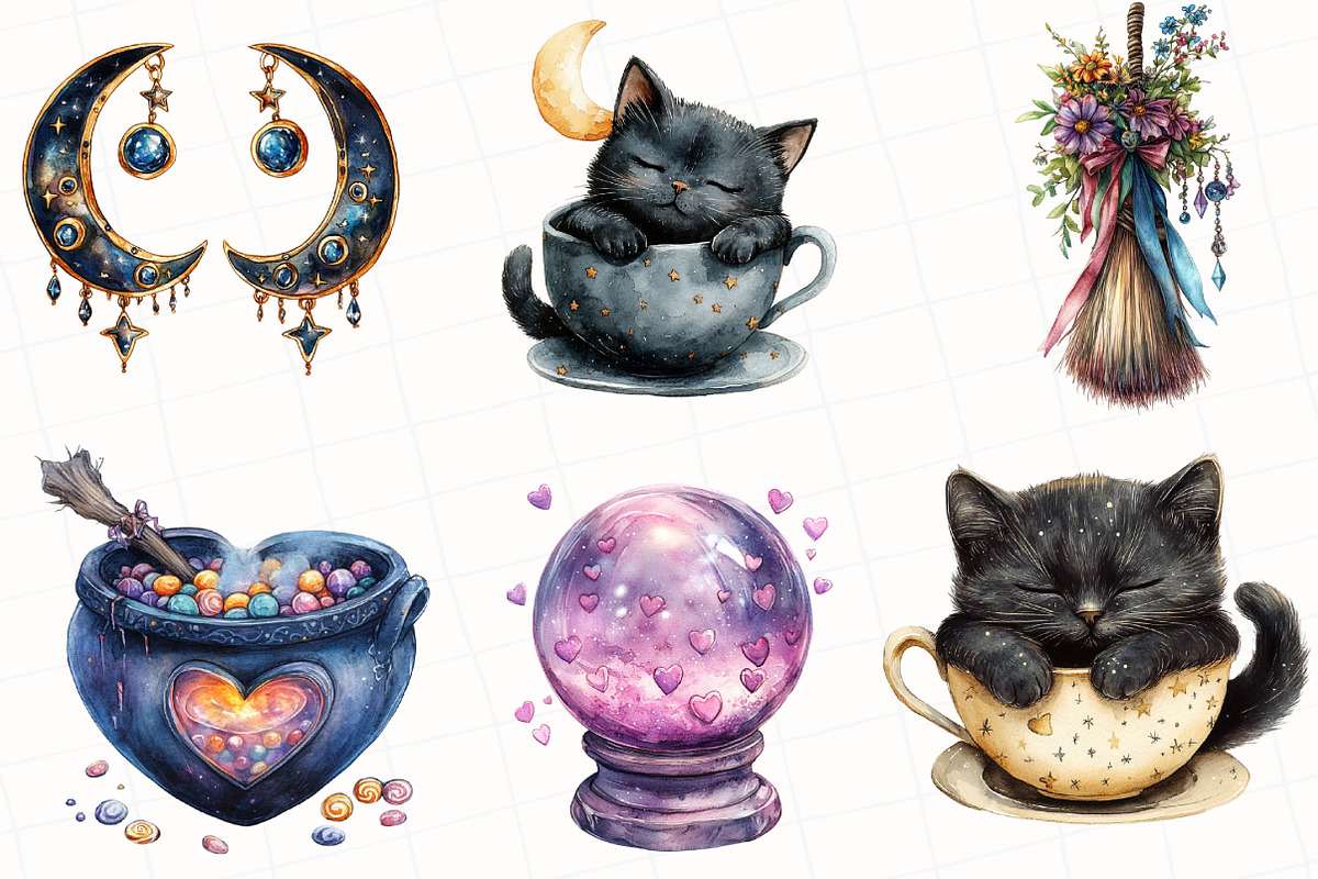 Halloween Girly Witch Vibes Clipart, an Illustration by OK Design (Photo 4 of 5)