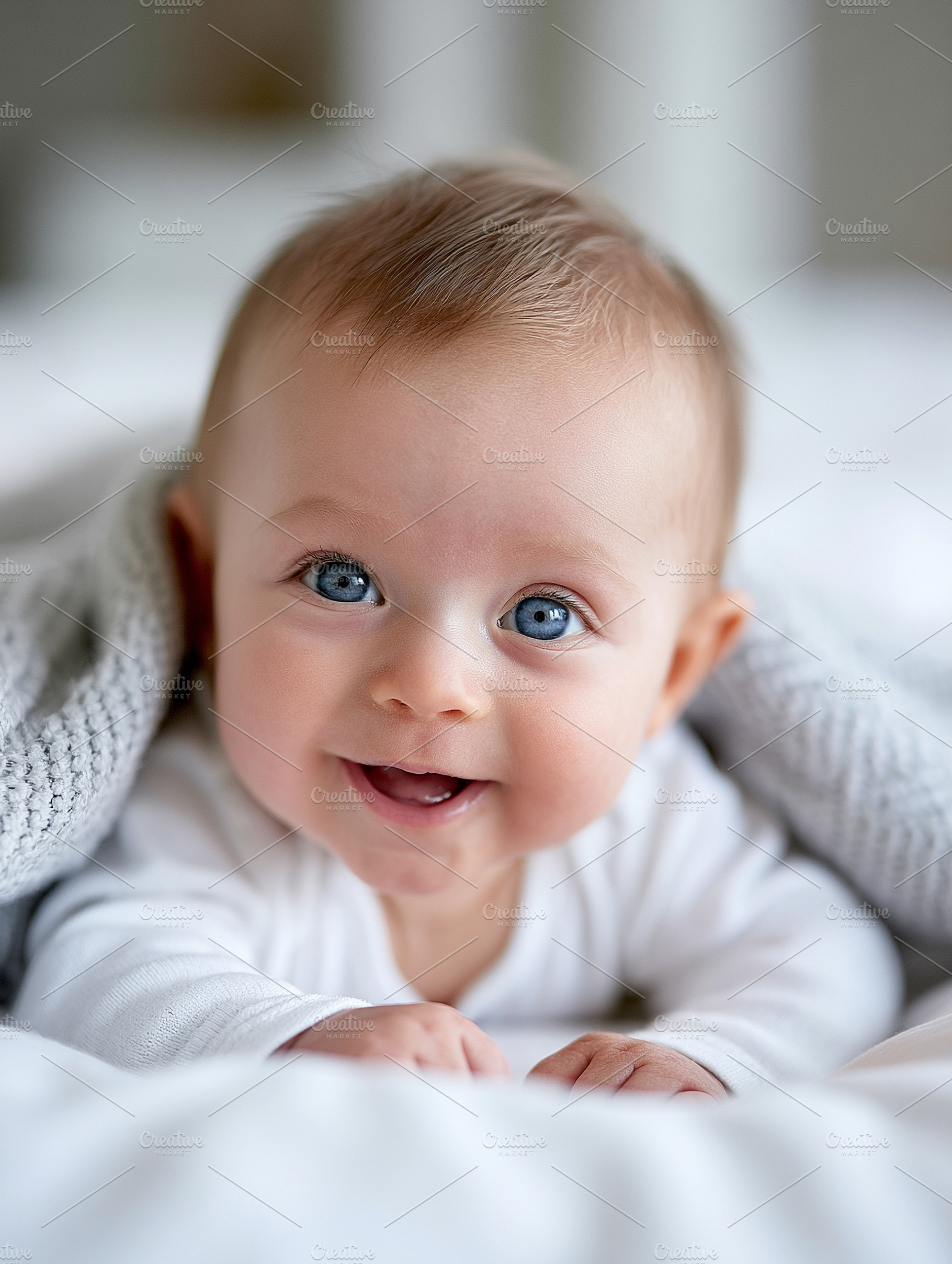 Close up portrait of a joyful baby, a Person Photo by MistyDay