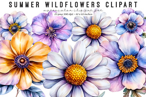 Watercolor Summer Wildflowers Png, an Illustration by SinaCreation
