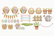 Easter garden Watercolor Clipart, an Illustration by Estúdio Lin (Thumbnail 3 of 7)