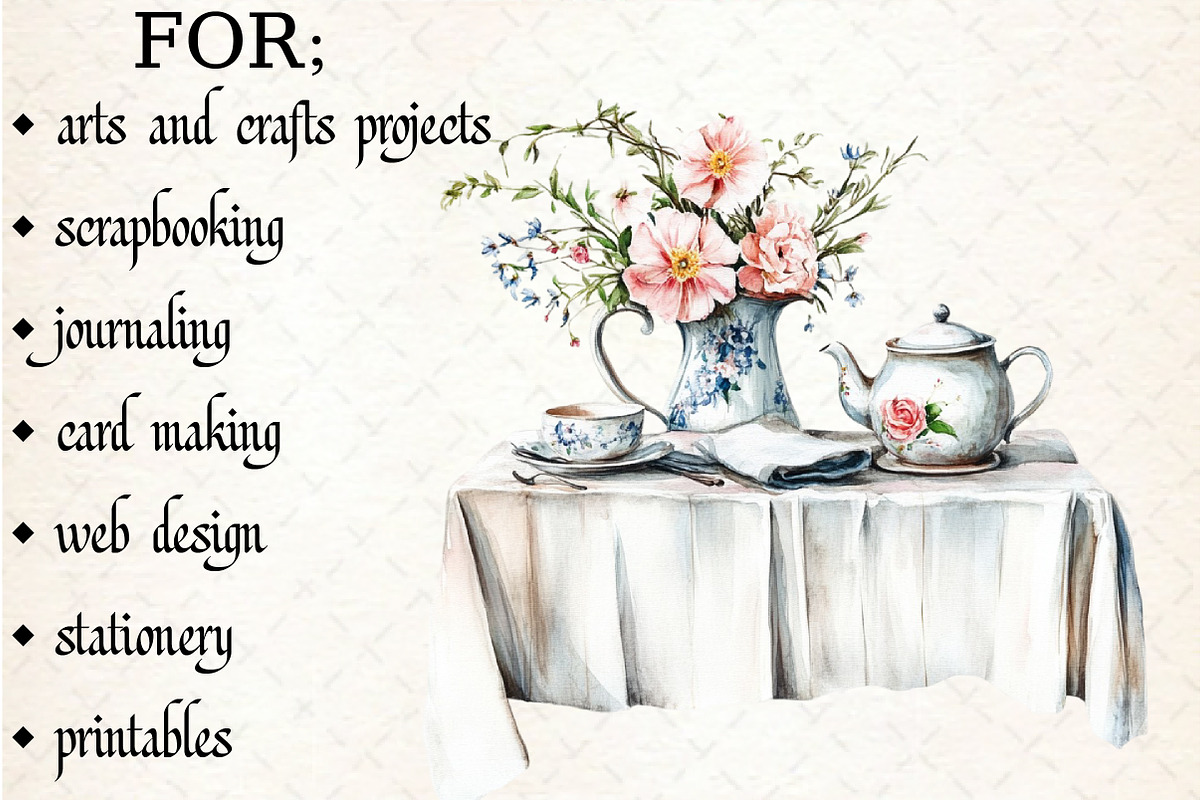Rustic Tea Salon Mothers Day Clipart, an Illustration by Libby Wishes (Photo 5 of 6)