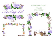 Sewing watercolor kit Sewing machine, an Illustration by SabinaWatercolorArt (Thumbnail 3 of 14)
