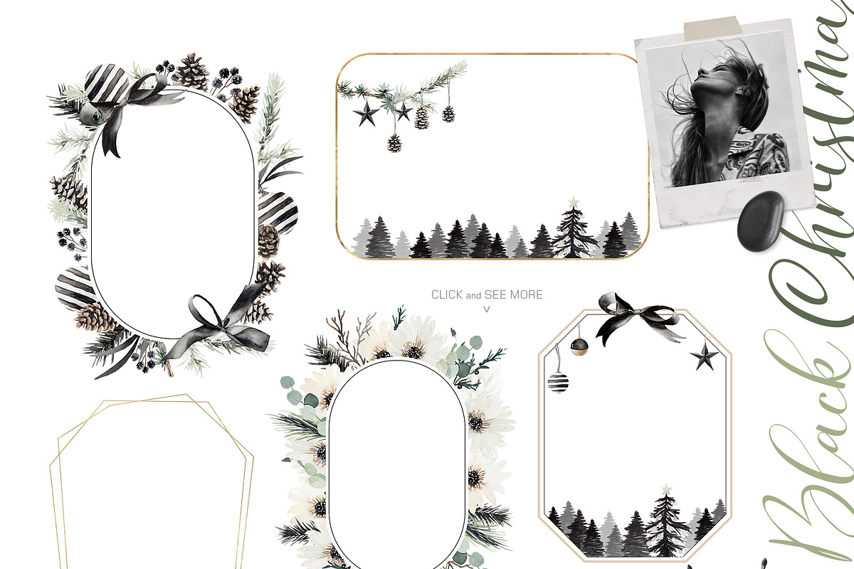 Watercolor clipart - Black Christmas, an Object Illustration by Beigetime (Photo 5 of 9)